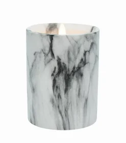 Bougie LED cylindrique façon marbre