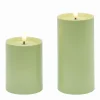 Bougie LED cylindrique plastique vert / Set de 2