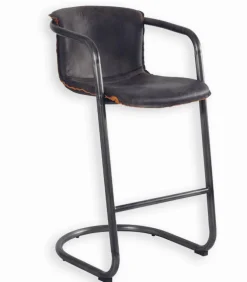 Chaise de bar métal et cuir CLARK