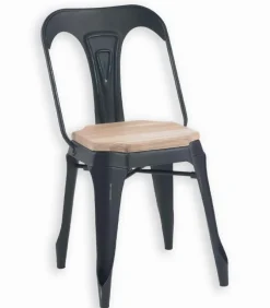 Chaise métal assise bois MACKAY