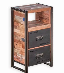 Chiffonnier bois de bateau & métal SAMBA