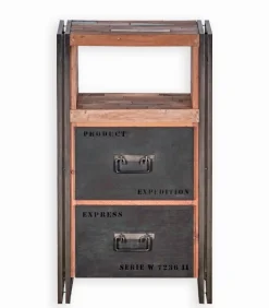 Chiffonnier bois de bateau & métal SAMBA