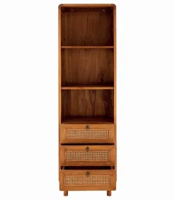 Colonne teck massif CARAWA 3 niches 3 tiroirs
