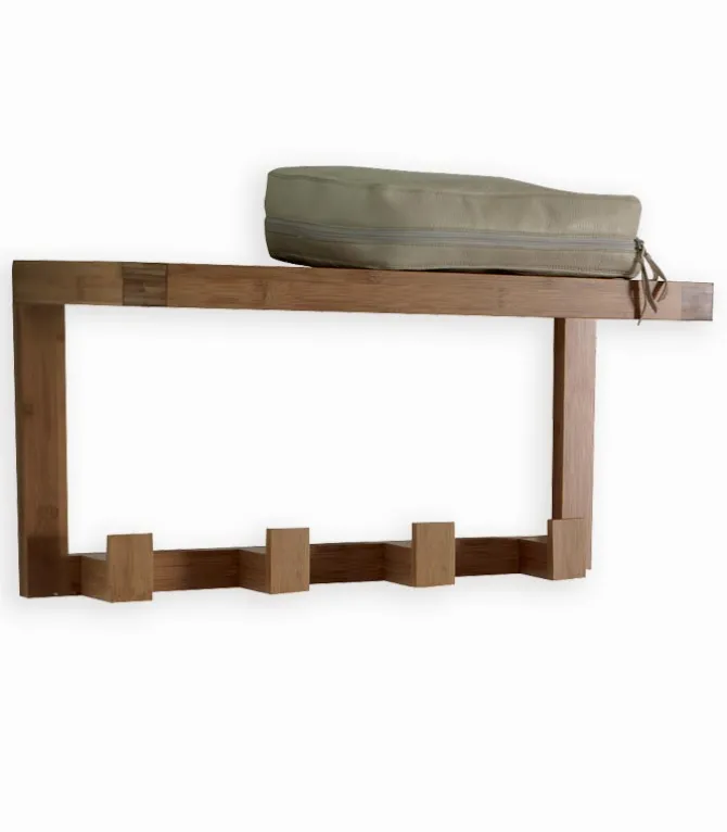 Etagère porte-serviettes en bambou avec patères
