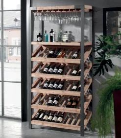 Etagère range-bouteilles VINO en bois et métal