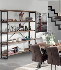Etagère vieux pin recyclé et métal ATELIER