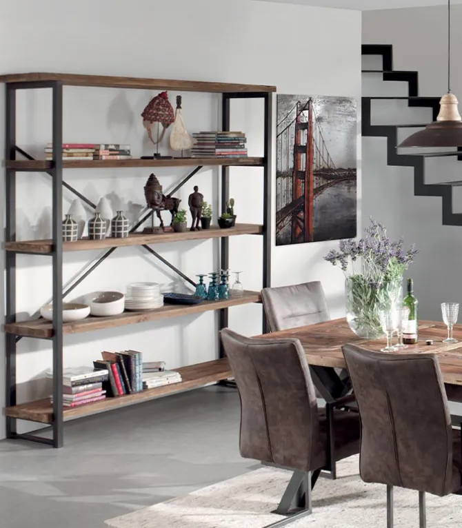 Etagère vieux pin recyclé et métal ATELIER