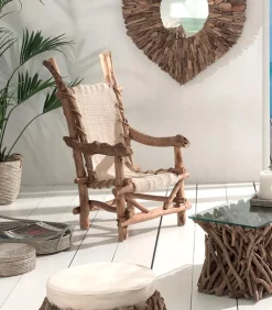 Fauteuil bois flotté avec dossier haut WOODREAM