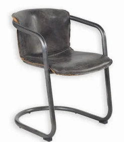 Fauteuil cuir et métal CLARK