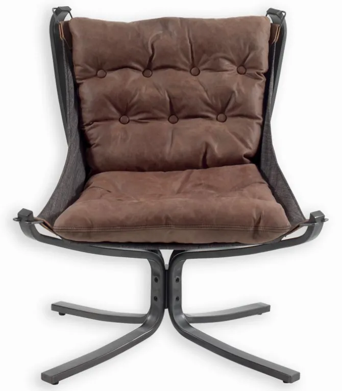 Fauteuil cuir et métal NORMAN
