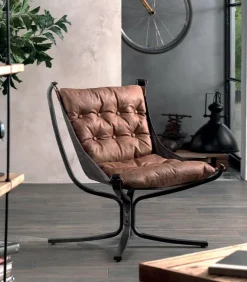 Fauteuil cuir et métal NORMAN