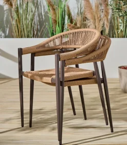 Fauteuil rotin et alu empilable OULU