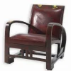 Fauteuil teck et cuir RETRO