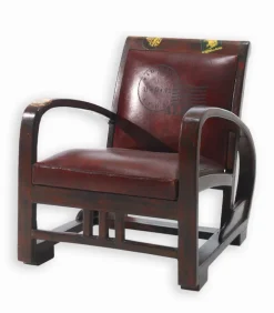 Fauteuil teck et cuir RETRO