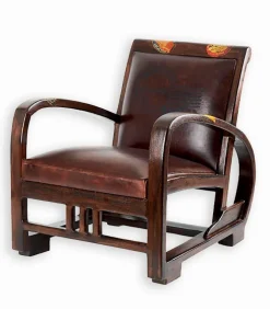 Fauteuil teck et cuir RETRO