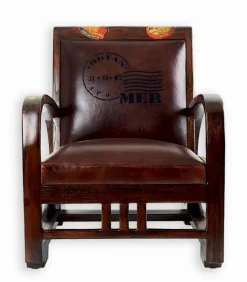 Fauteuil teck et cuir RETRO