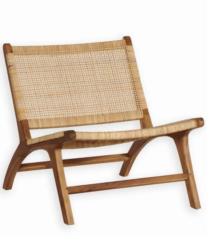 Fauteuil teck et rotin BANÈS