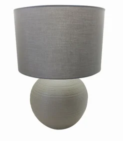 Lampe céramique abat-jour tissu gris