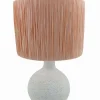 Lampe céramique blanche abat-jour papier tressé