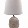 Lampe céramique marron abat-jour tissu