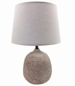Lampe céramique marron abat-jour tissu