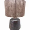 Lampe céramique noir abat-jour corde GM