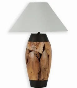 Lampe exotique teck et métal MULIA