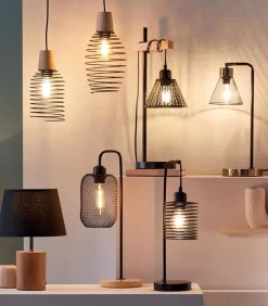 Lampe métal noir spirale
