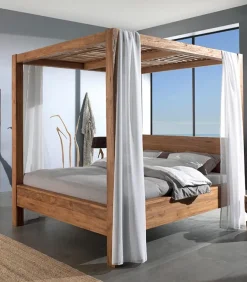 Lit à baldaquin teck recyclé LUNA