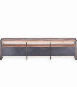 Meuble TV bois de bateau et métal L 208 cm SAMBA