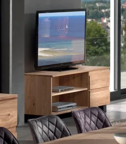 Meuble TV chêne massif L 140 cm HALDEN