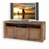 Meuble TV pin massif 3 portes coulissantes MOVING
