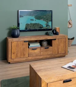 Meuble TV teck massif OLAND
