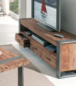 Meuble TV teck recyclé 3 tiroirs VANCOUVER
