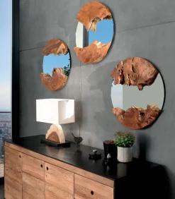 Miroir rond teck recyclé ELO