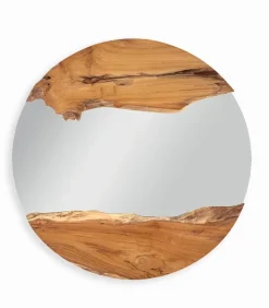 Miroir rond teck recyclé VERA