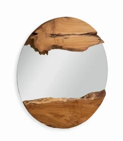 Miroir rond teck recyclé VERA