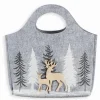 Sac feutrine grise sapins et cerfs
