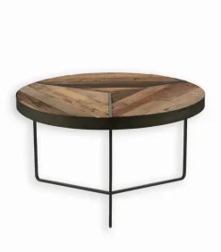 Table basse bois de bateau ronde DUSTIN Ø 80 cm