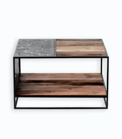 Table basse bois de bateau et métal L 70 cm DUSTIN