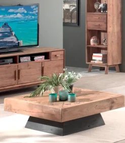 Table basse pin recyclé L 100 cm KAHYT