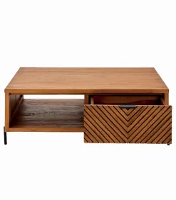 Table basse teck massif CROXTON 2 tiroirs