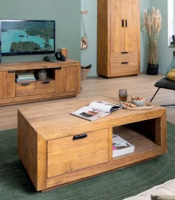 Table basse teck massif OLAND