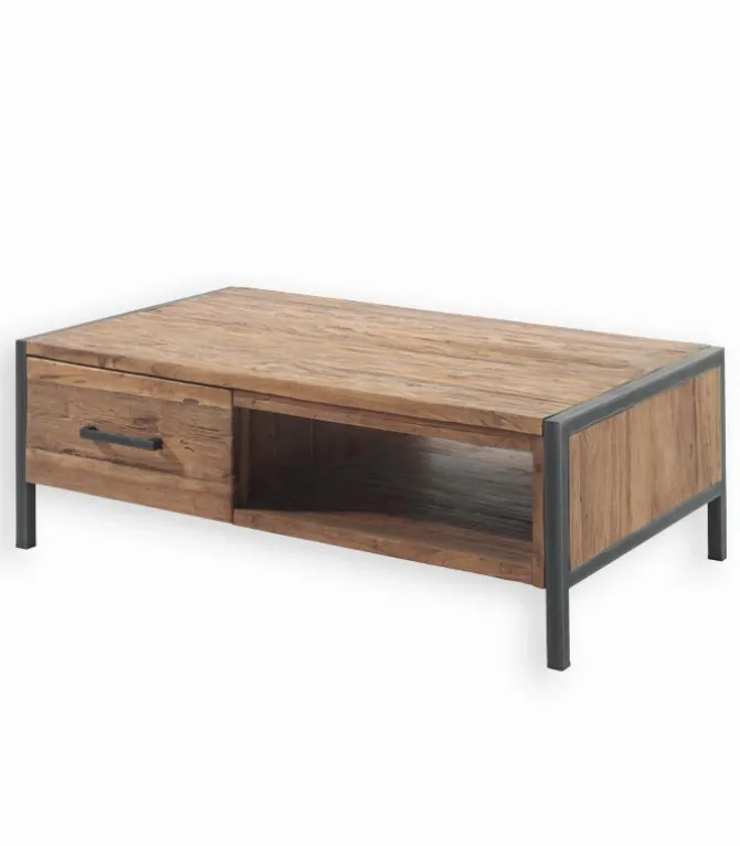 Table basse teck recyclé et fer vieilli BROWTON