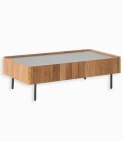 Table basse teck recyclé NEVADA 2 tiroirs