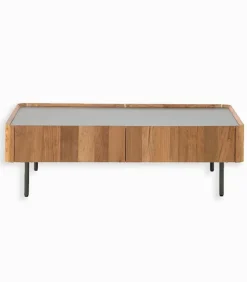 Table basse teck recyclé NEVADA 2 tiroirs