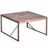 Table carrée bois de bateau et métal SAMBA