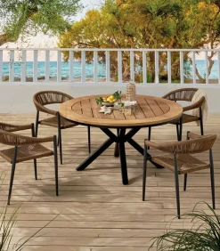Table de jardin ronde en teck MARIWA