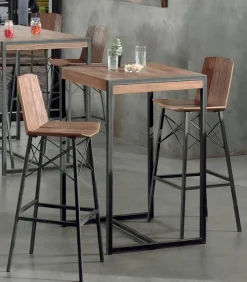 Table haute teck recyclé et métal BROWTON