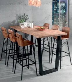 Table haute teck recyclé TREE